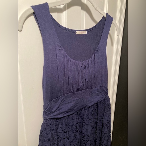 Maitai ModCloth Artisan Iced Tea Dress Navy Blue Floral Lace Flowers Large - Picture 7 of 13